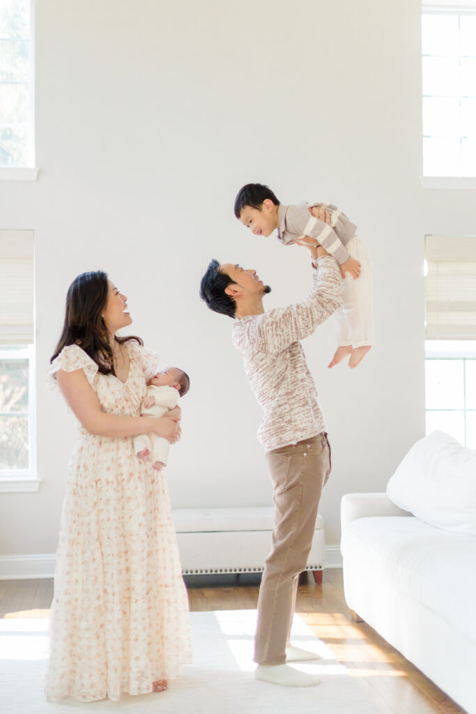 Newborn baby portrait with natural light in Fairfield County CT photography studio