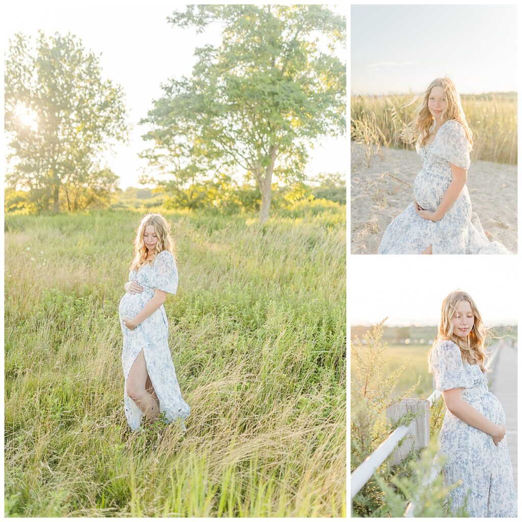 glowy maternity pictures at the beach milford