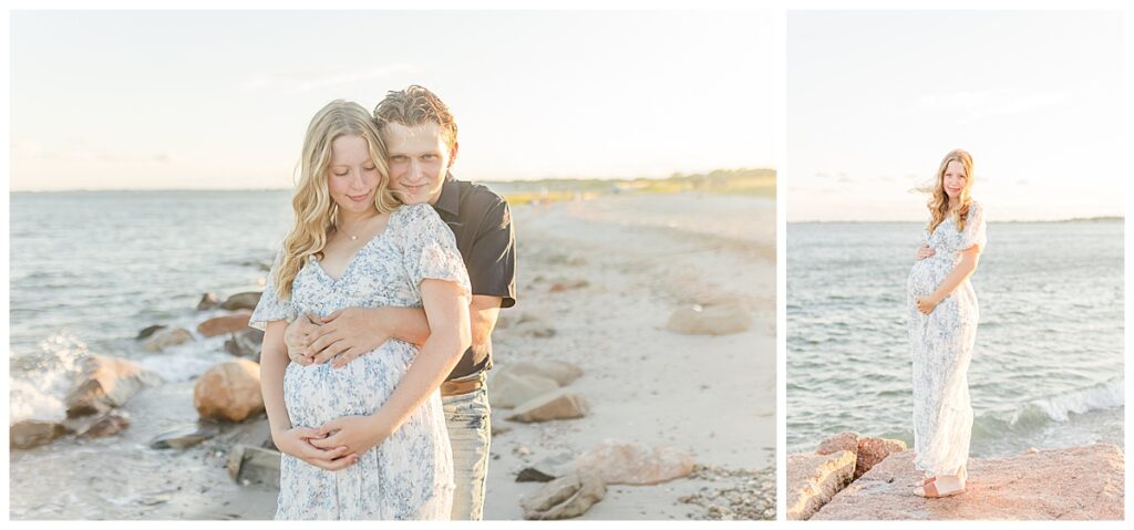 beach maternity photos couples